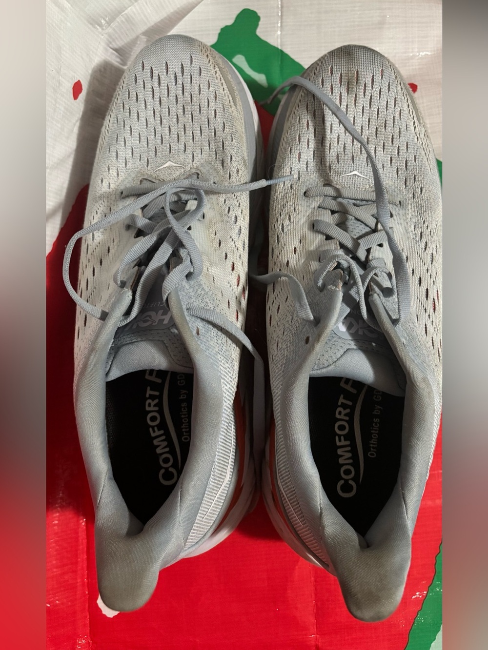 Hoka One One Men's Breathable Lace-Up Running Sneakers - Light Gray